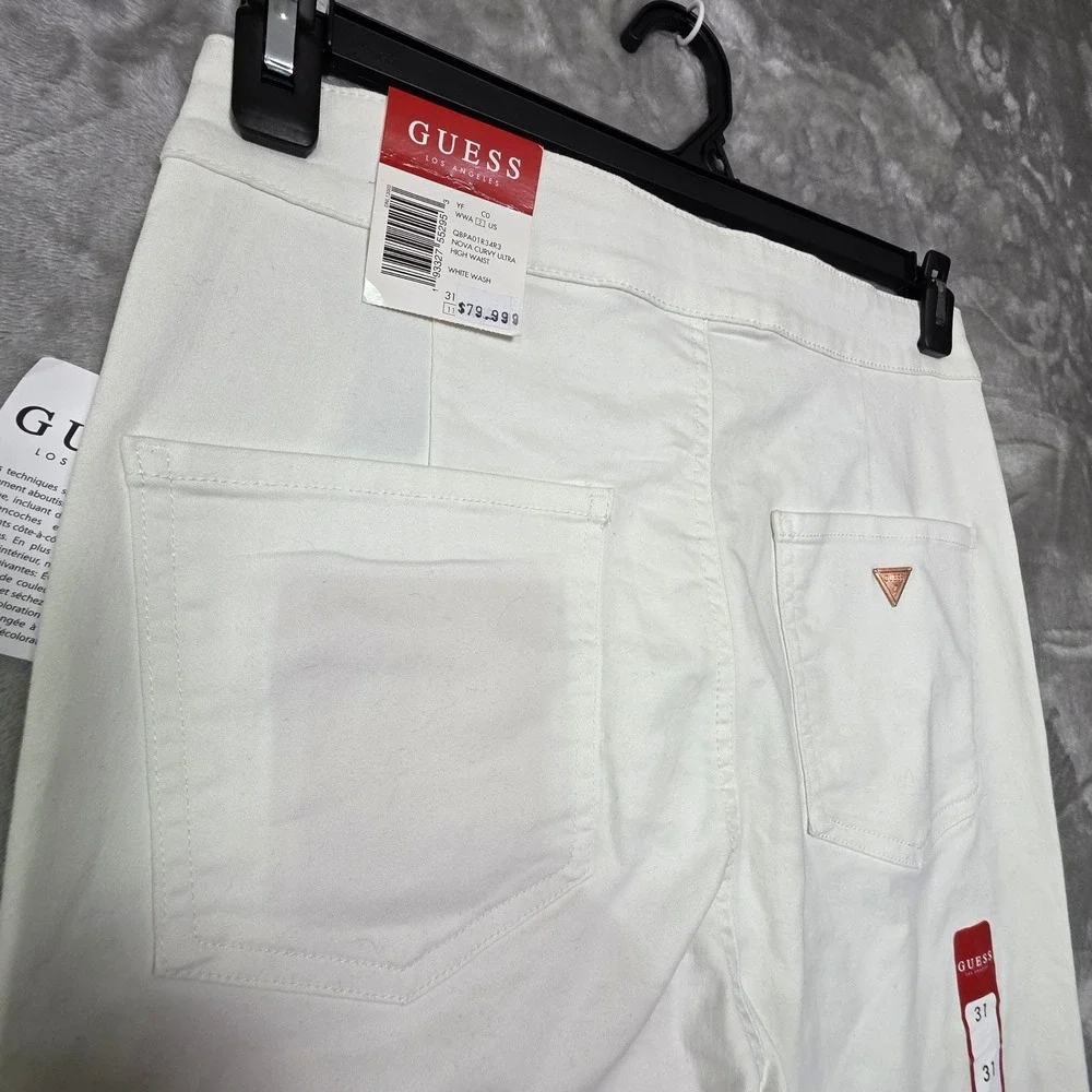 Guess Nova Curvy Ultra High Waist Skinny Pants White Wash Size 31